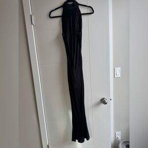 Meshki Claire Satin Drape Back Maxi Dress